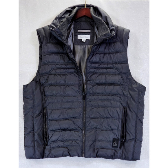 Calvin Klein Men’s Stretch Insulated Full Zip Puffer Vest Black Grey Sz XL NWOT - Picture 1 of 13